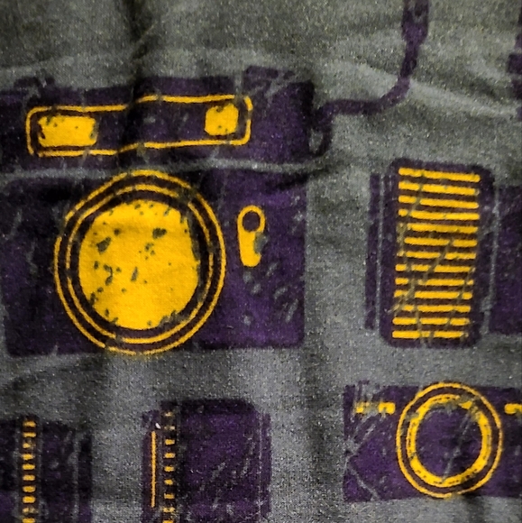 LLR LuLaRoe Slate Blue Gray & Yellow Photography Camera Leggings Sz TC - Picture 4 of 7